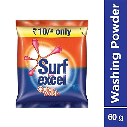 Surf Excel Quick Wash Detergent Powder, 60 g Pouch