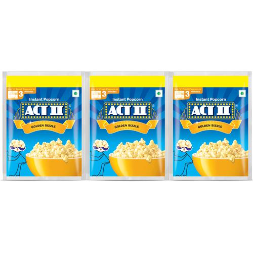 ACT II Golden Sizzle Instant Popcorn, 180 g (Pack of 3 x 60g)