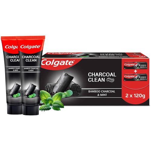 Colgate Charcoal Clean Gel Toothpaste - Bamboo Charcoal & Mint, 240 g (2 x 120 g)