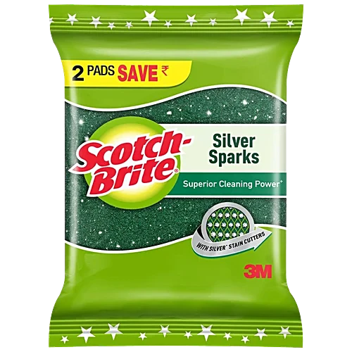 Scotch Brite Silver Sparks Scrub Pad, Scrubber for Utensil cleaning,  MRP 15