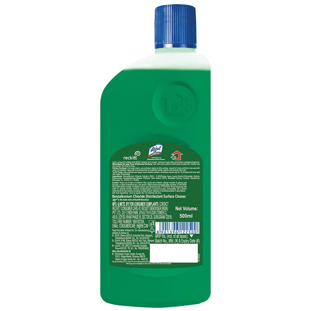 Lizol Disinfectant Surface & Floor Cleaner Liquid, Jasmine - 500 ml