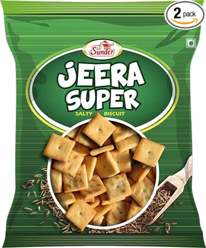 Sunder Jeera Super Salty Biscuits - Crispy Salted Square Shape Cumin Biscuits 250gm