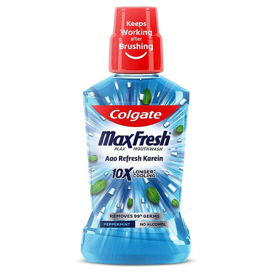 Colgate Maxfresh Plax Antibacterial Mouthwash, 24/7 Fresh Breath, Alcohol Free Mouth Wash Liquid for Bad Breath - 500ml Pepper Mint