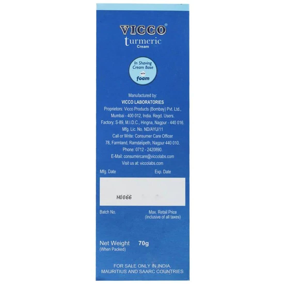 VICCO SHAVING CREAM FOAM 70G