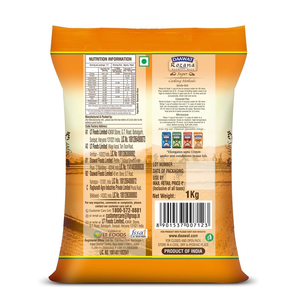 Daawat rozana basmati rice 1kg