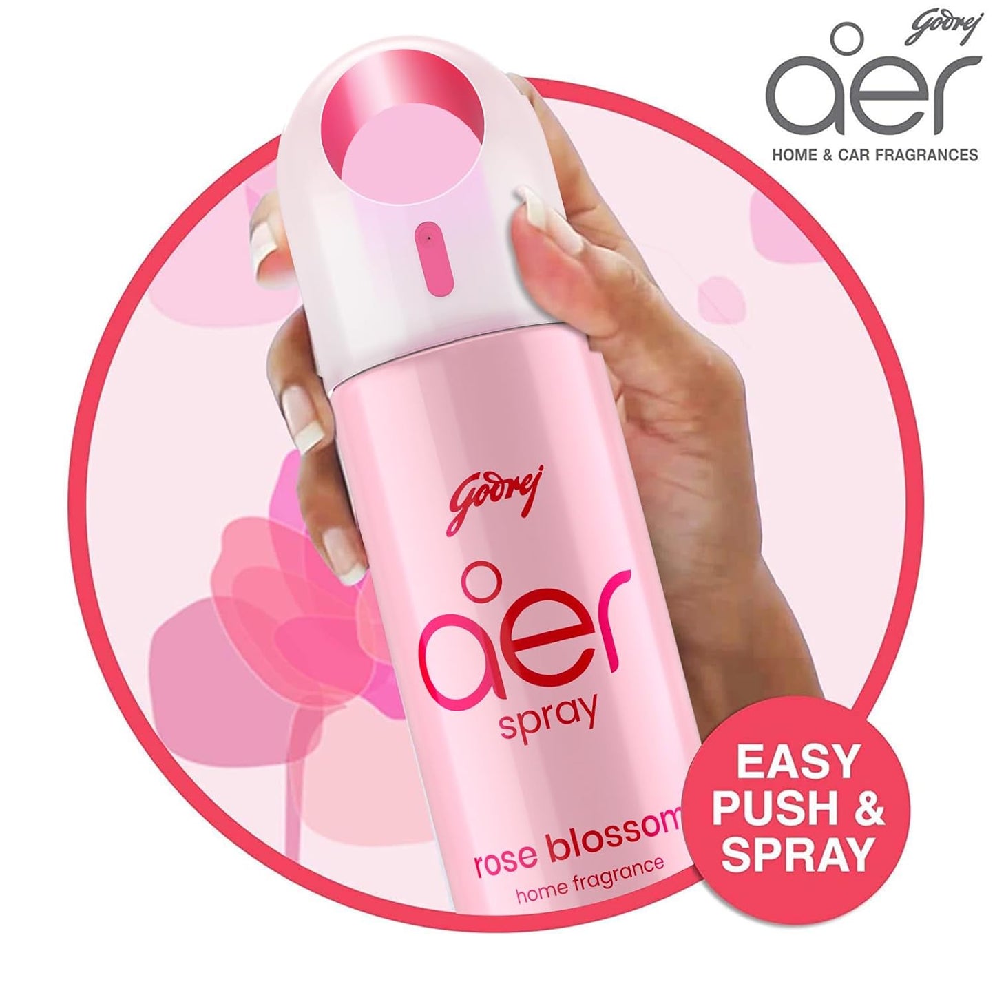 Godrej aer Spray | Room Freshener for Home & Office - Rose Blossom (220 ml) | Long-Lasting Fragrance