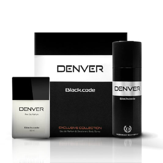 Denver Black Code Gift Pack Set - Deodorant (150Ml) + Perfume (60Ml) | Fresh, Aerosol | Long Lasting Deo Perfume Scent For Men