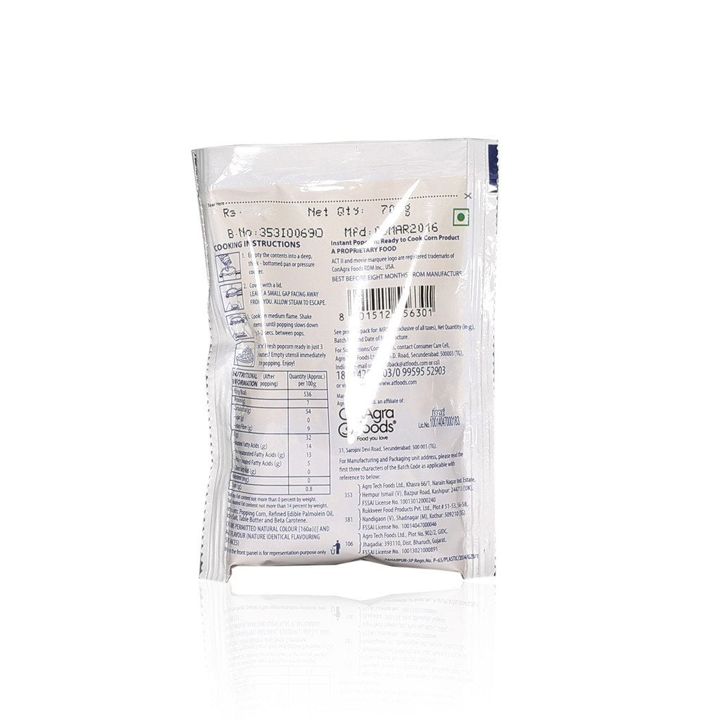 ACT ll Snacks - Movie Theater Butter Popcorn, 70g Pack