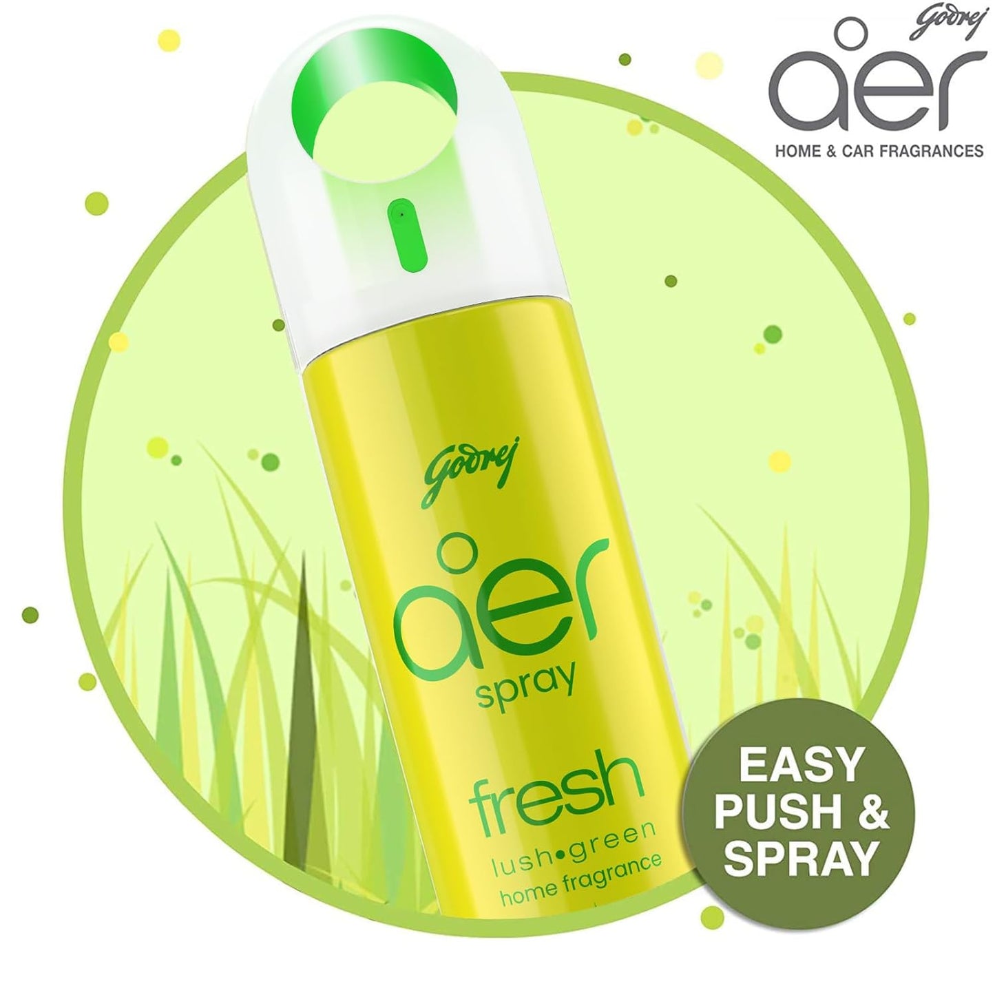 Godrej aer Spray | Room Freshener for Home & Office - Fresh Lush Green (220 ml) | Long-Lasting Fragrance