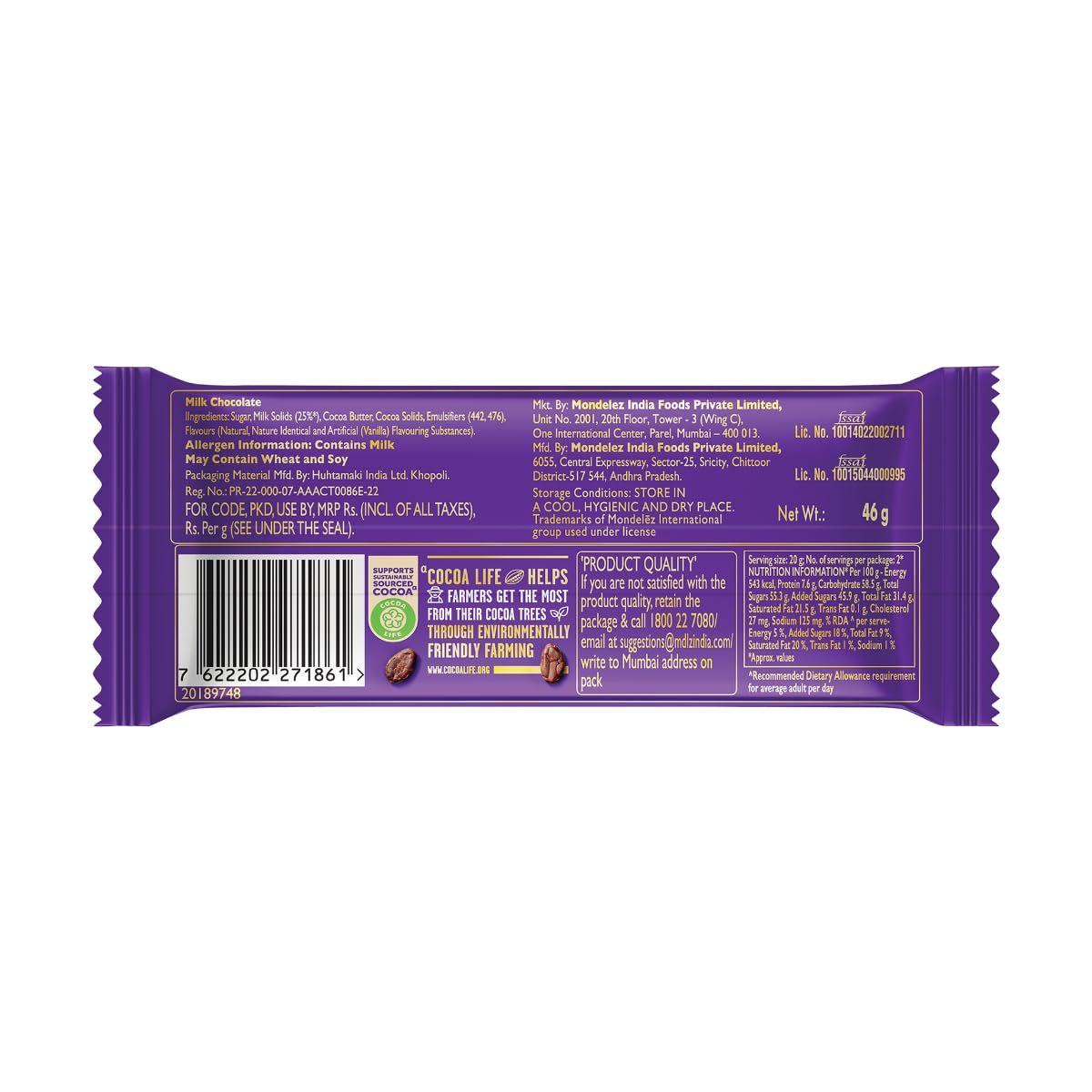 Dairy Milk Silk Bubbly Chocolate Bar, 46 g