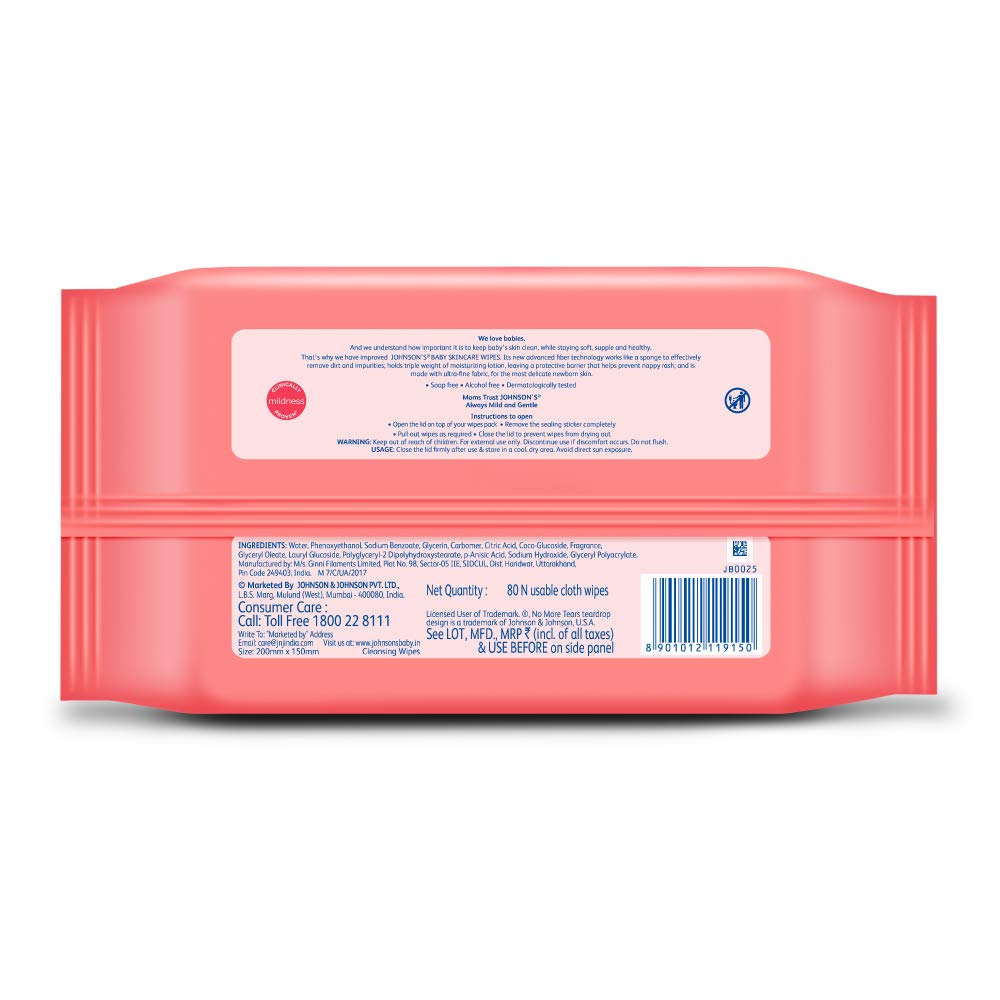 Johnson's Baby Wipes (80 wet wipes)