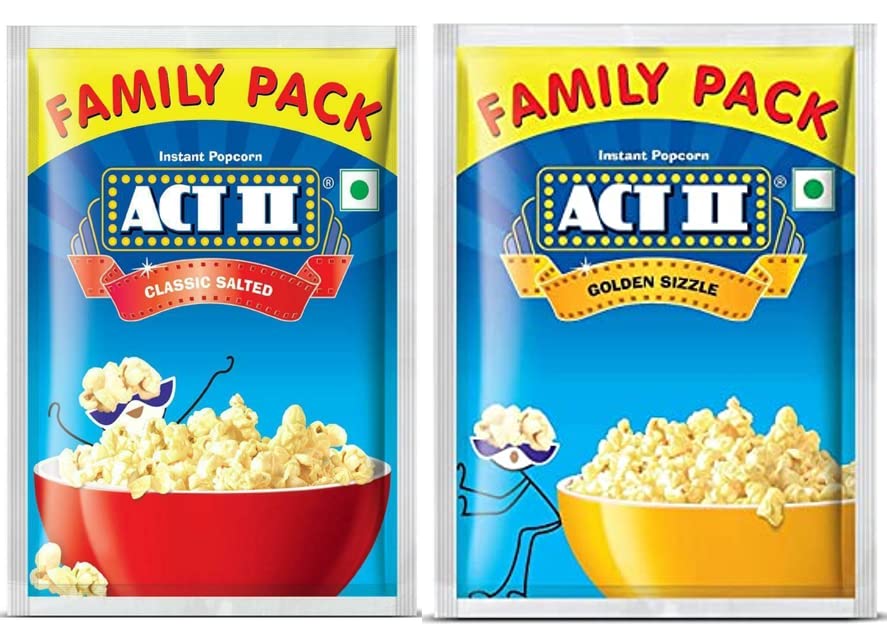 ACT II FAMILY PACK UNIQUE CLASSIC SALTED AND GO;DEN SIZZLE 120G ( PACK OF 2)
