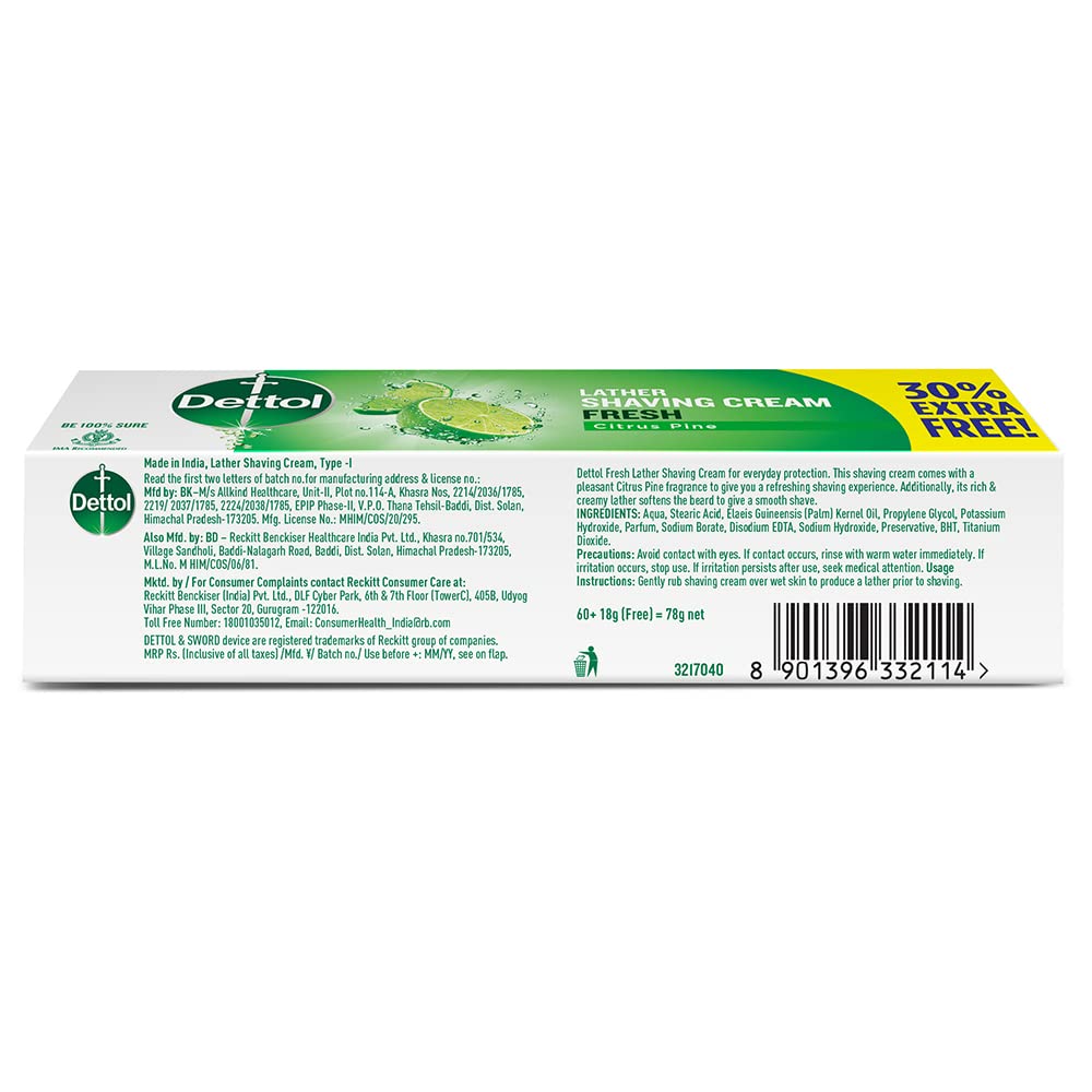 DETTOL SHAVING CREAM CITRUS PINE 60G