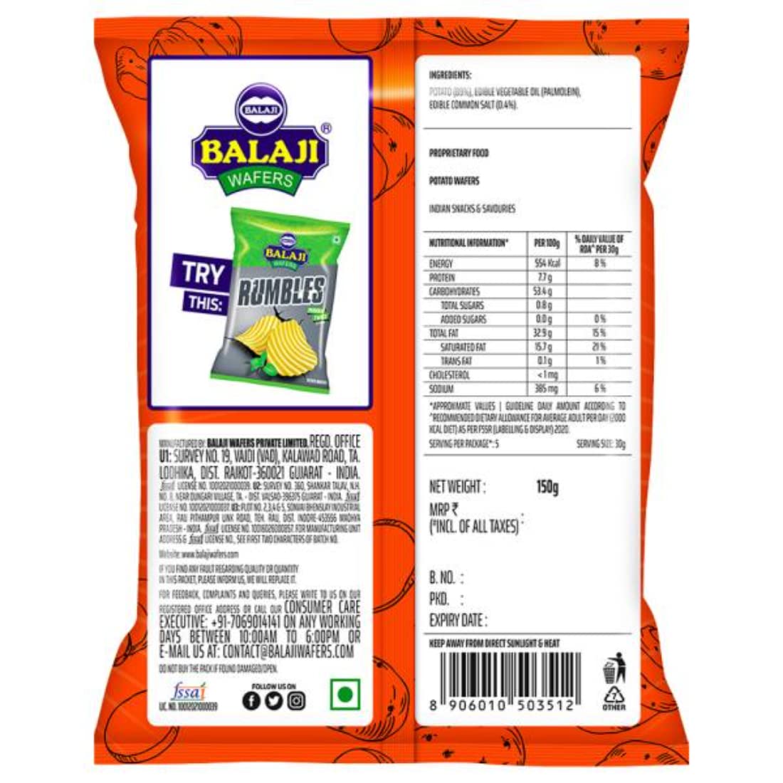 BALAJI SIMPLY SALTED 150G