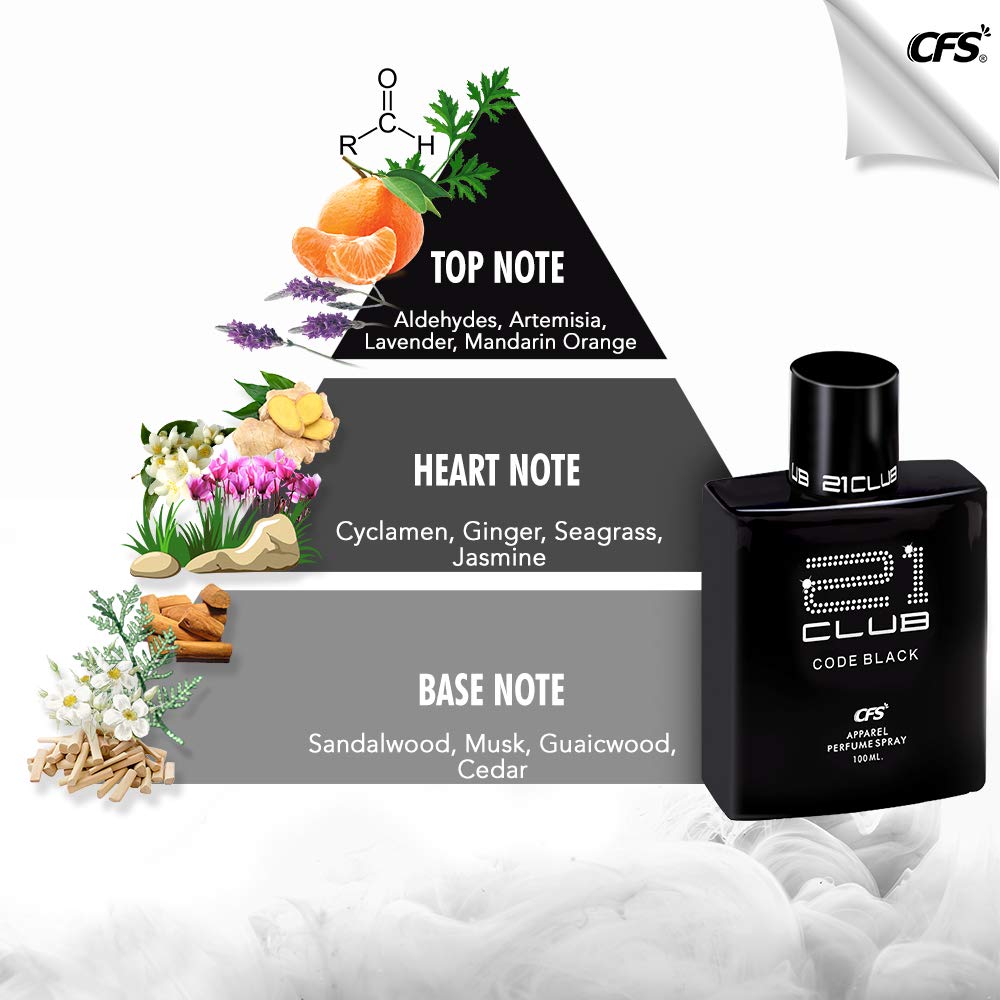 CFS 21 Club Code Black Eau De Parfum Long Lasting EDP For Men and Women 100ml