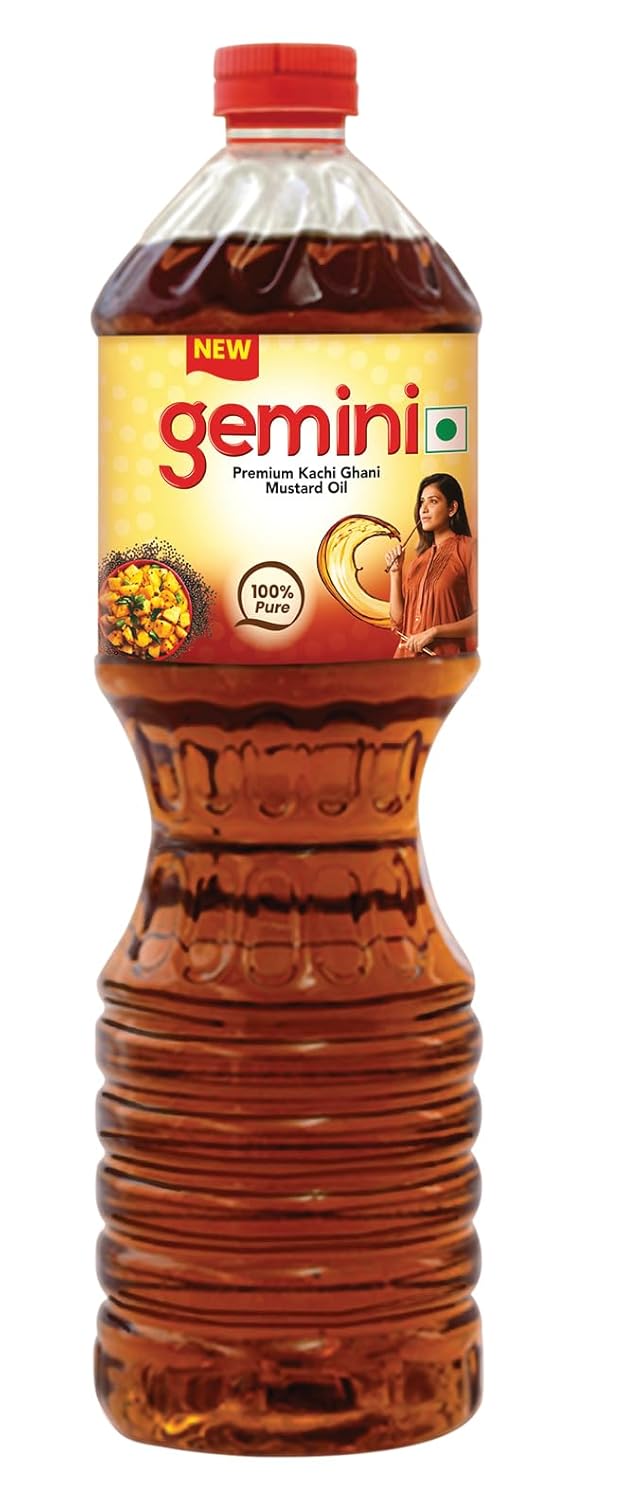 Gemini Premium Kachi Ghani Mustard Oil Bottle,1L