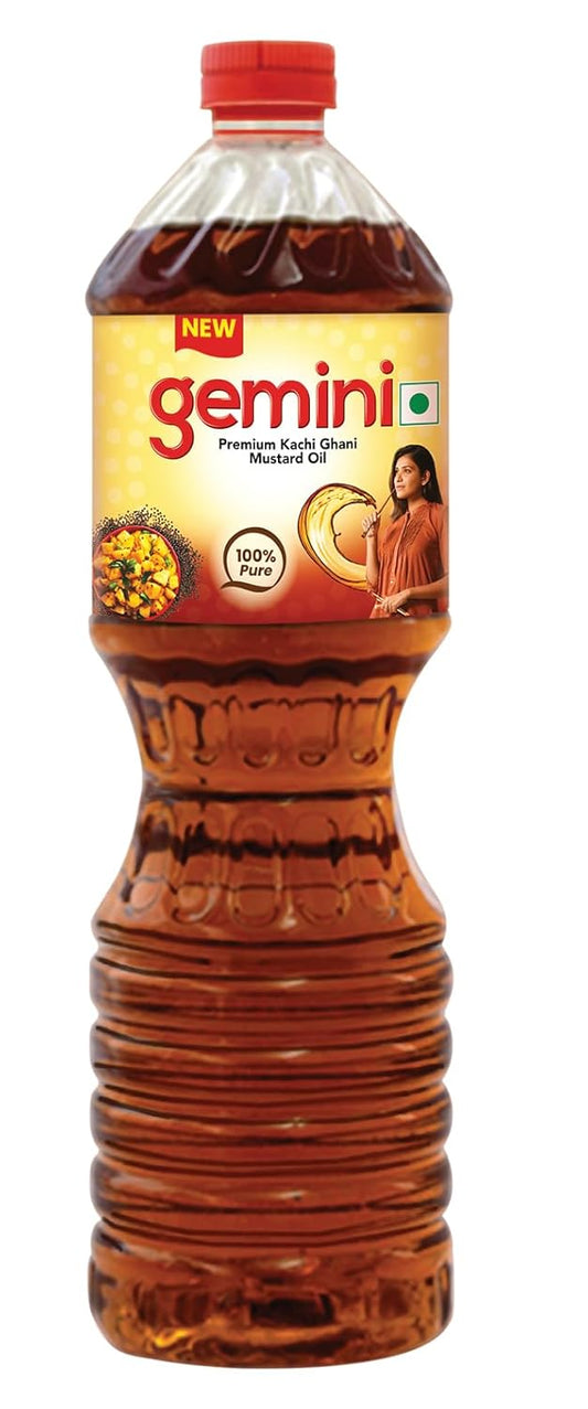 Gemini Premium Kachi Ghani Mustard Oil Bottle,1L