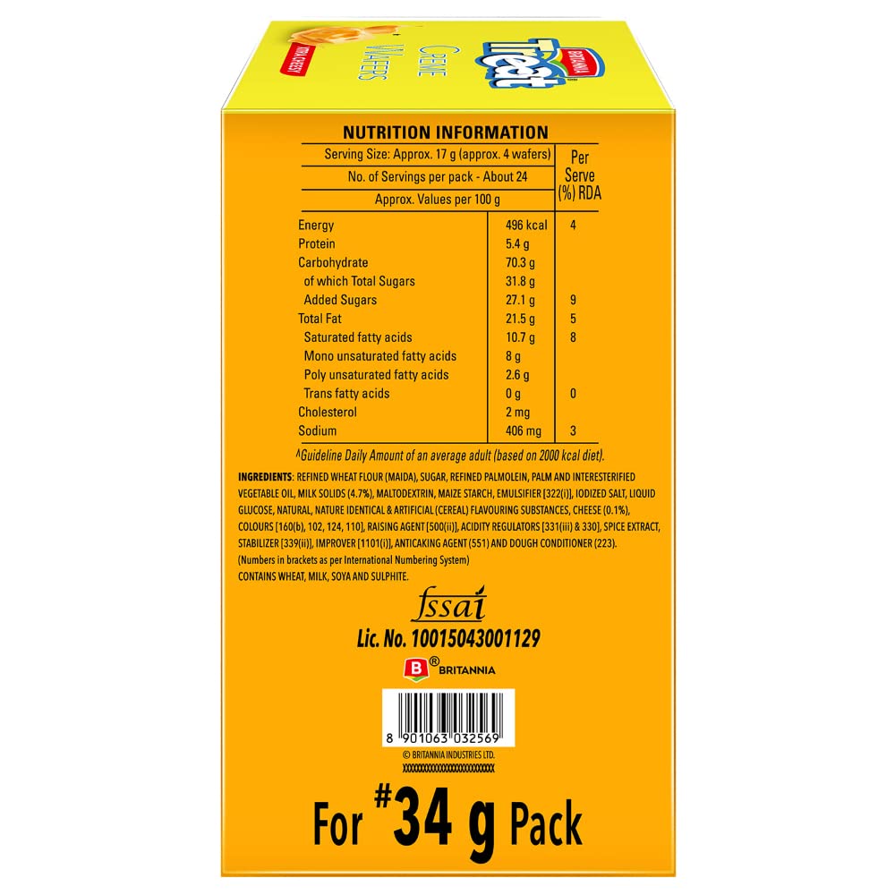 Britannia Treat Crème Wafers - Cheese Flavoured Wafer Biscuit