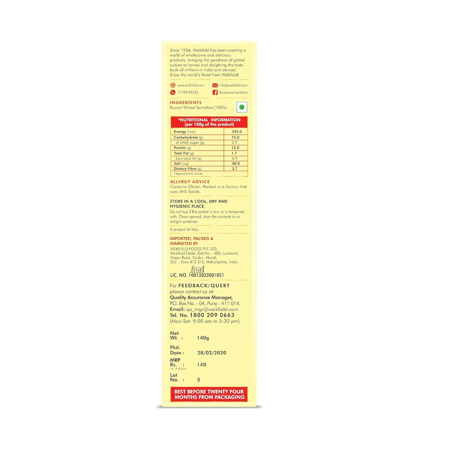 WEIKFIELD PASTA SPAGHETTI 400G