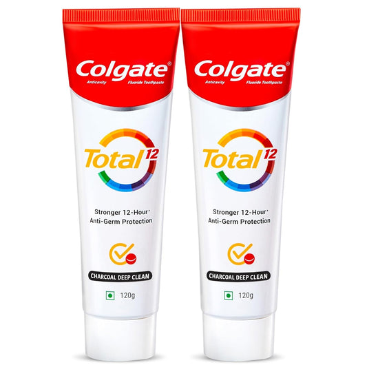 Colgate Total Whole Mouth Health, Antibacterial Toothpaste, 120gm + 120gm (240gm) (Charcoal Deep Clean, Saver Pack), World's No. 1* Germ-fighting Toothpaste