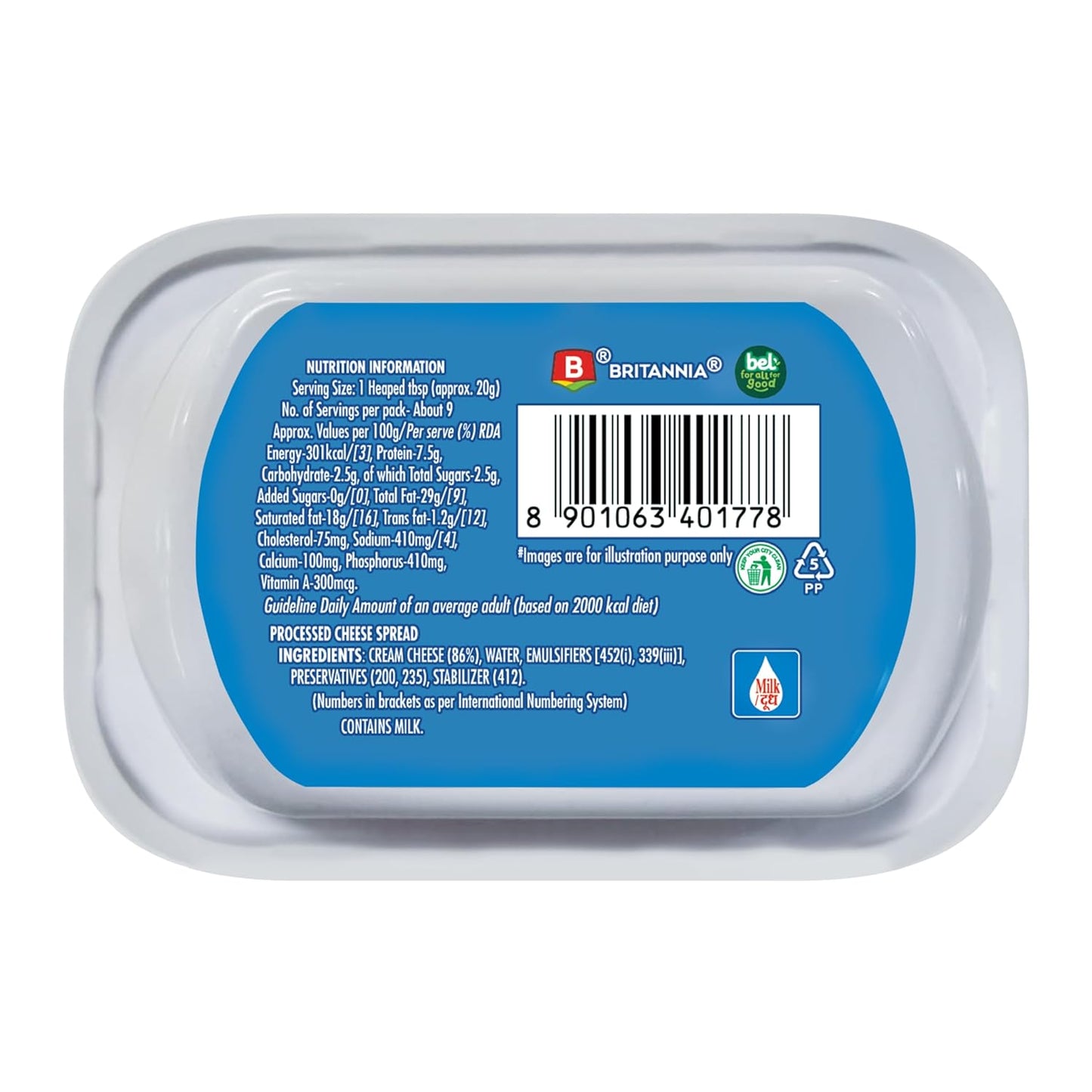 Britannia The Laughing Cow Cream Cheese Processed, 180 g Pack