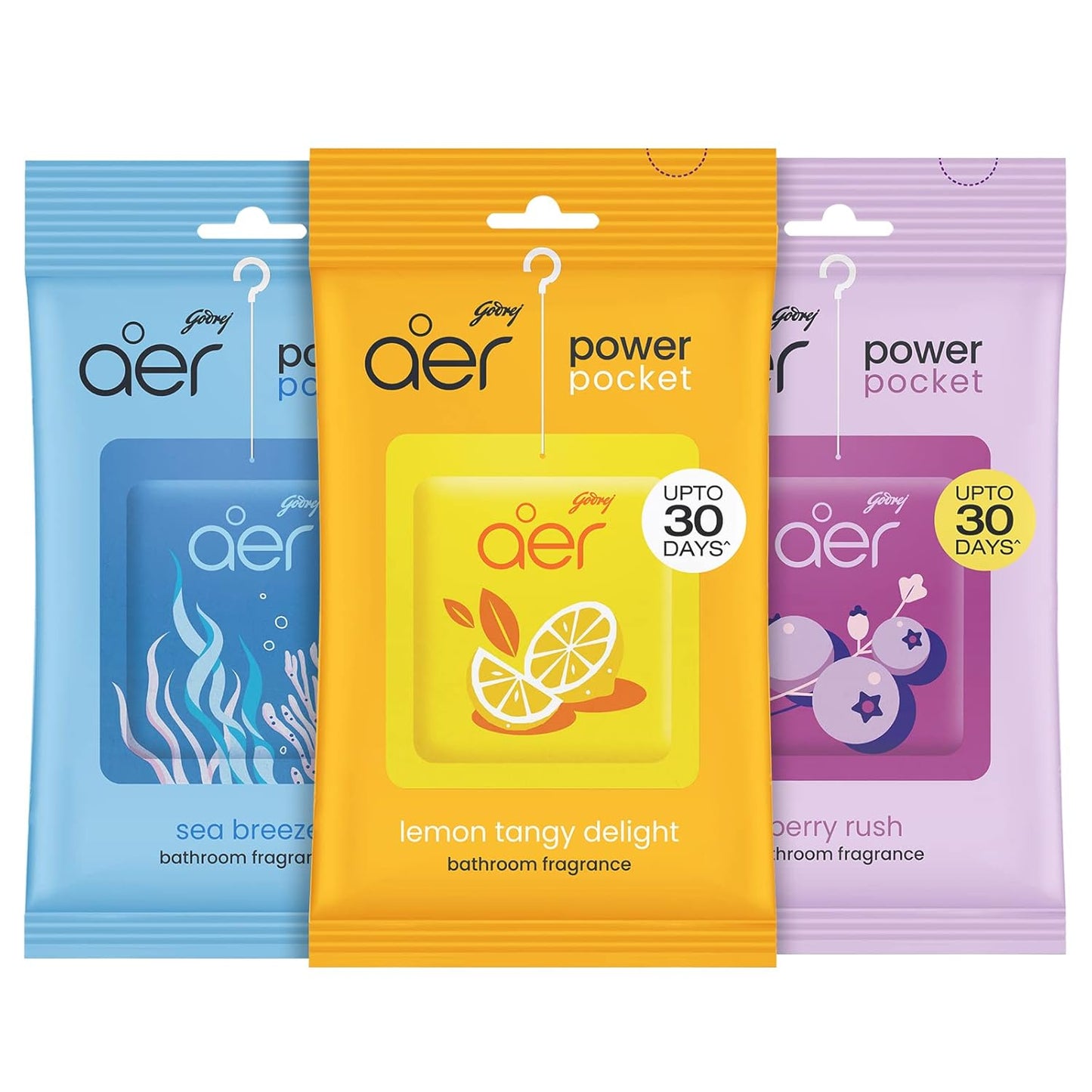 Godrej aer Power Pocket Bathroom Freshener – Assorted Pack of 3 (30g)