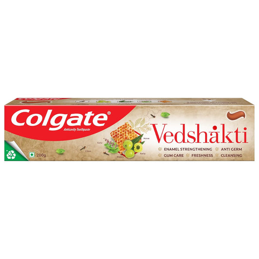 Colgate Vedshakti Toothpaste, Anti-Bacterial Tooth Paste for Whole Mouth Health and Fresh Breath, With Neem, Clove, and Honey, 200g