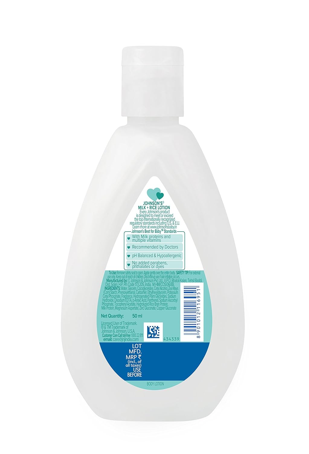 Johnson's Baby Milk and Rice Lotion, 50ml