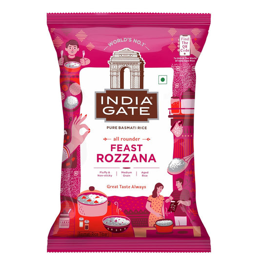 India Gate Basmati Rice Pouch, Rozzana, 1kg