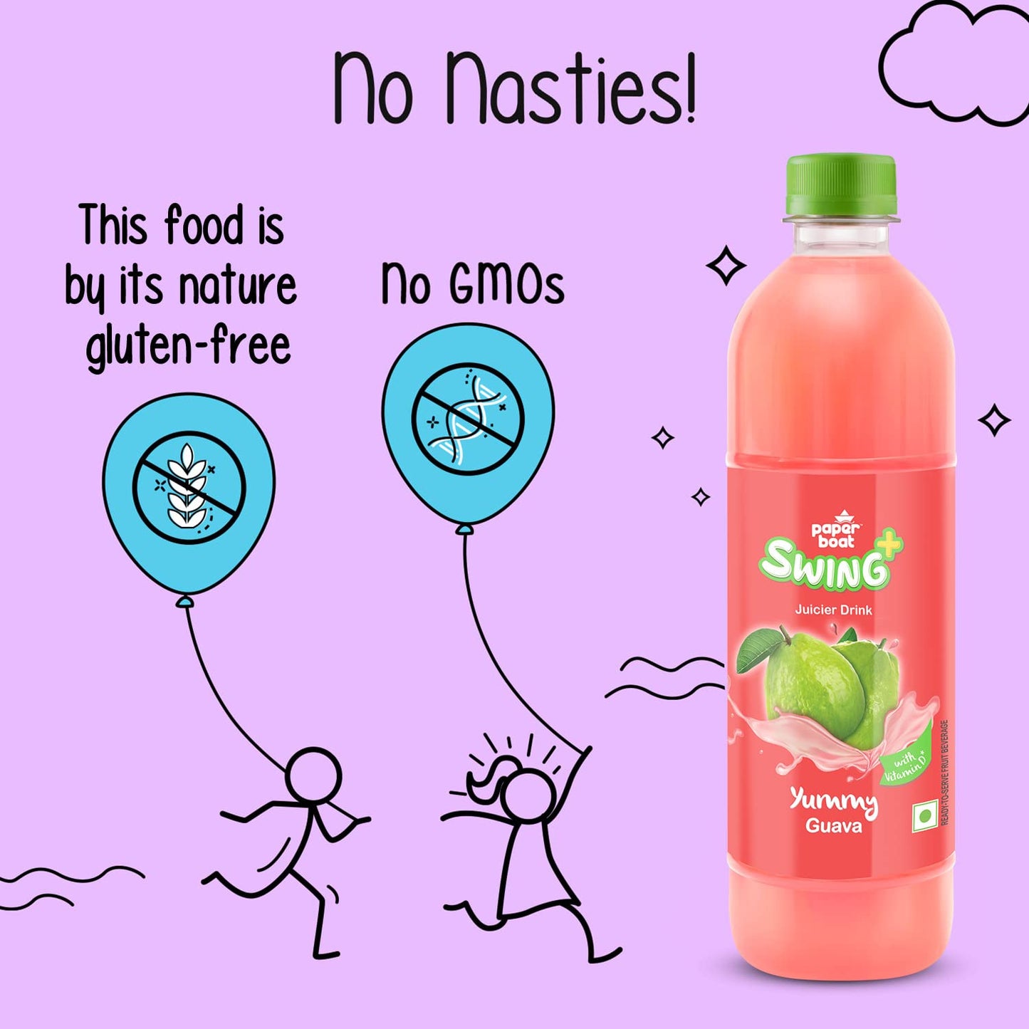 Paper Boat Swing Yummy Guava Juice, Enriched with Vitamin D, No Gmos, 600 ml