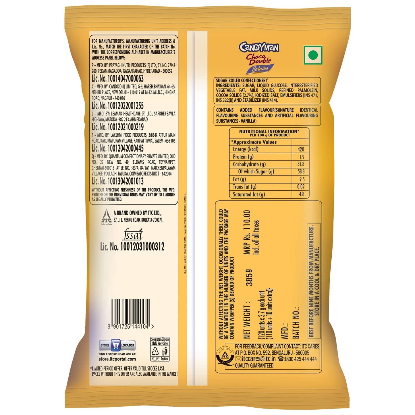 Choco dovble eclairs 385g