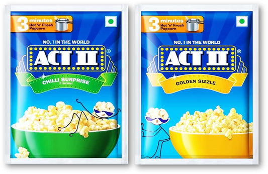 ACT II Popcorn - Chilli Surprise 40g + Act II Popcorn - Golden Sizzle 40g Pack of 2 (Unique)