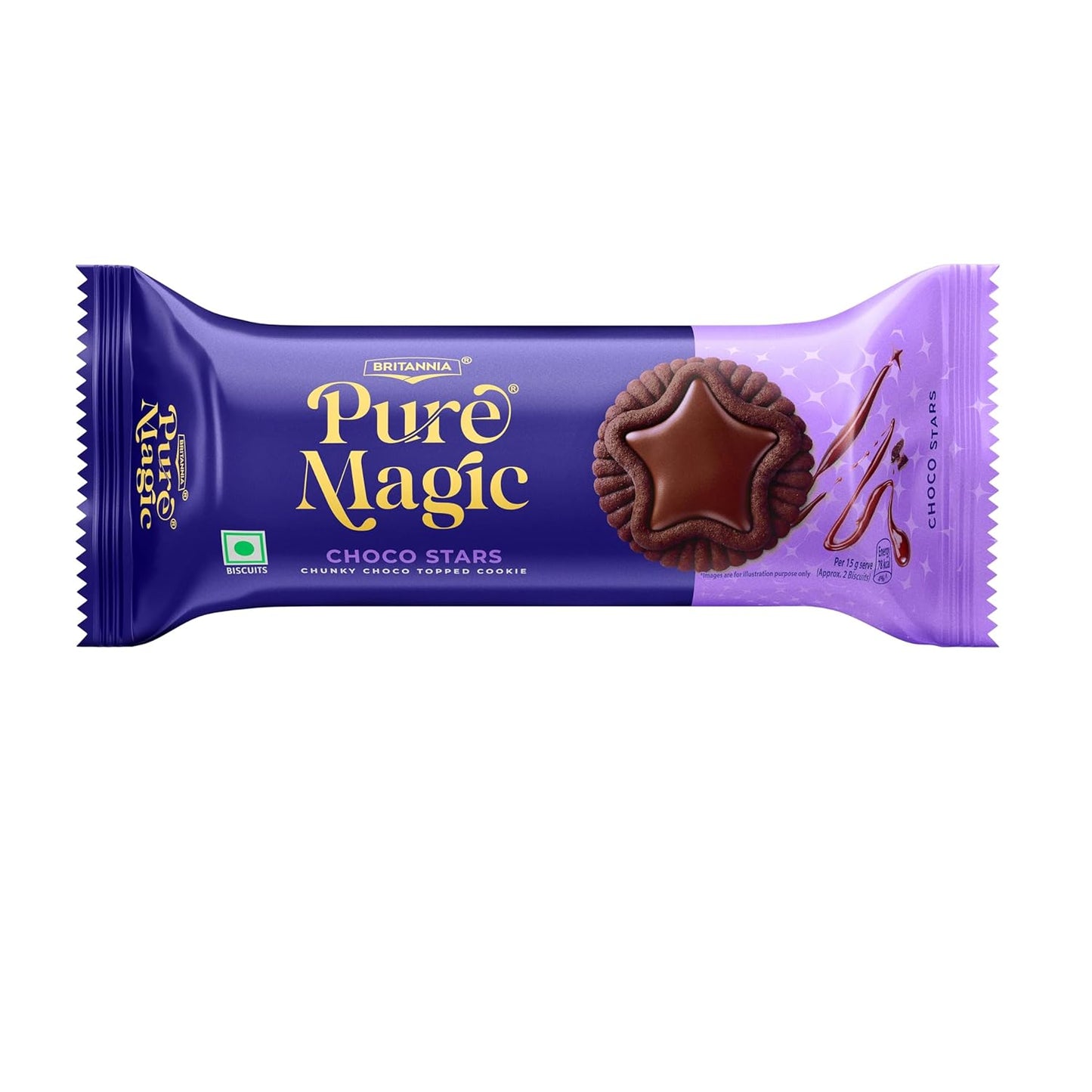 Britannia Pure Magic Choco Stars, Chunky Chocolate Topped Cookie, 68.9 Gram