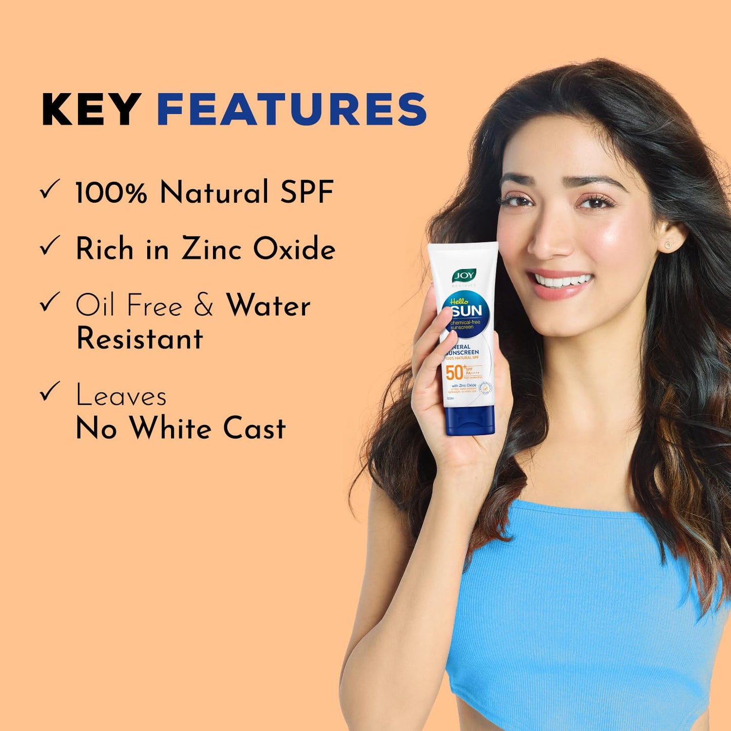 Joy SPF 50 PA++++ Mineral Sunscreen For Oily Skin with 100% Natural SPF & Zinc Oxide 50ml