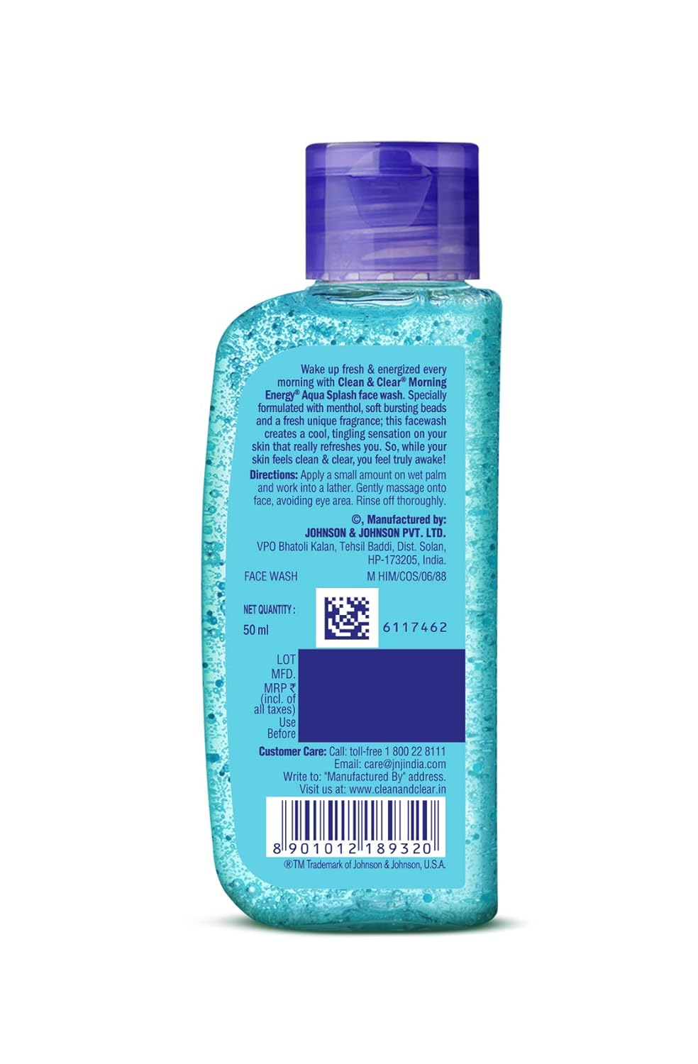 Clean & Clear Morning Energy Aqua Splash Face Wash, Blue, 50 ml