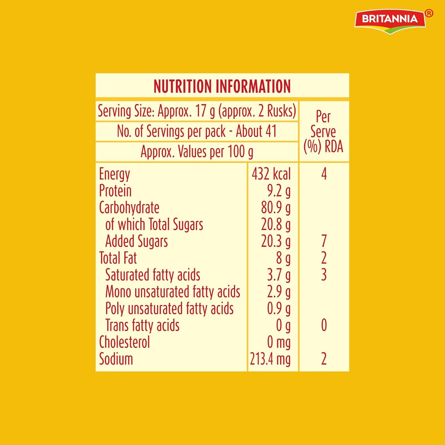Britannia Rusk Toastea Premium Bake, 668g, Brown