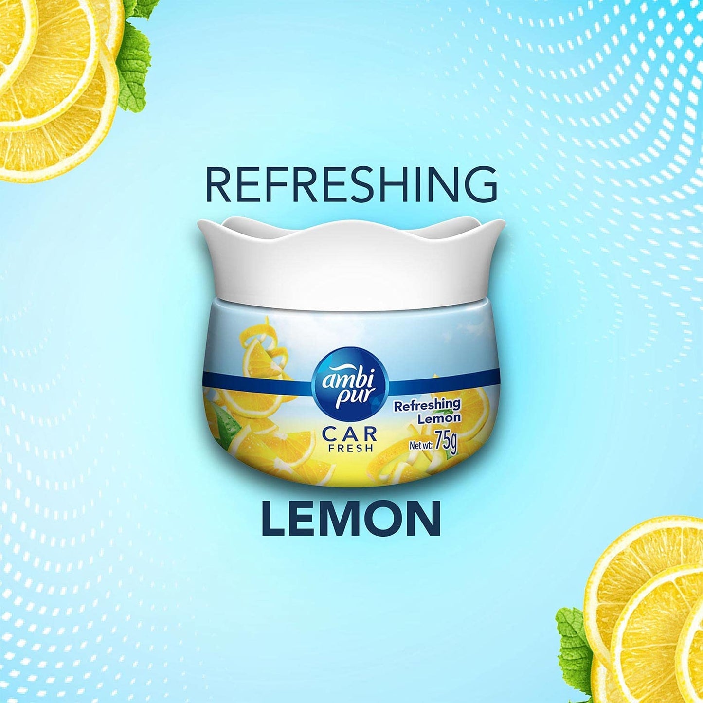 Ambi Pur Car Freshener Gel, Refreshing Lemon, 75 g
