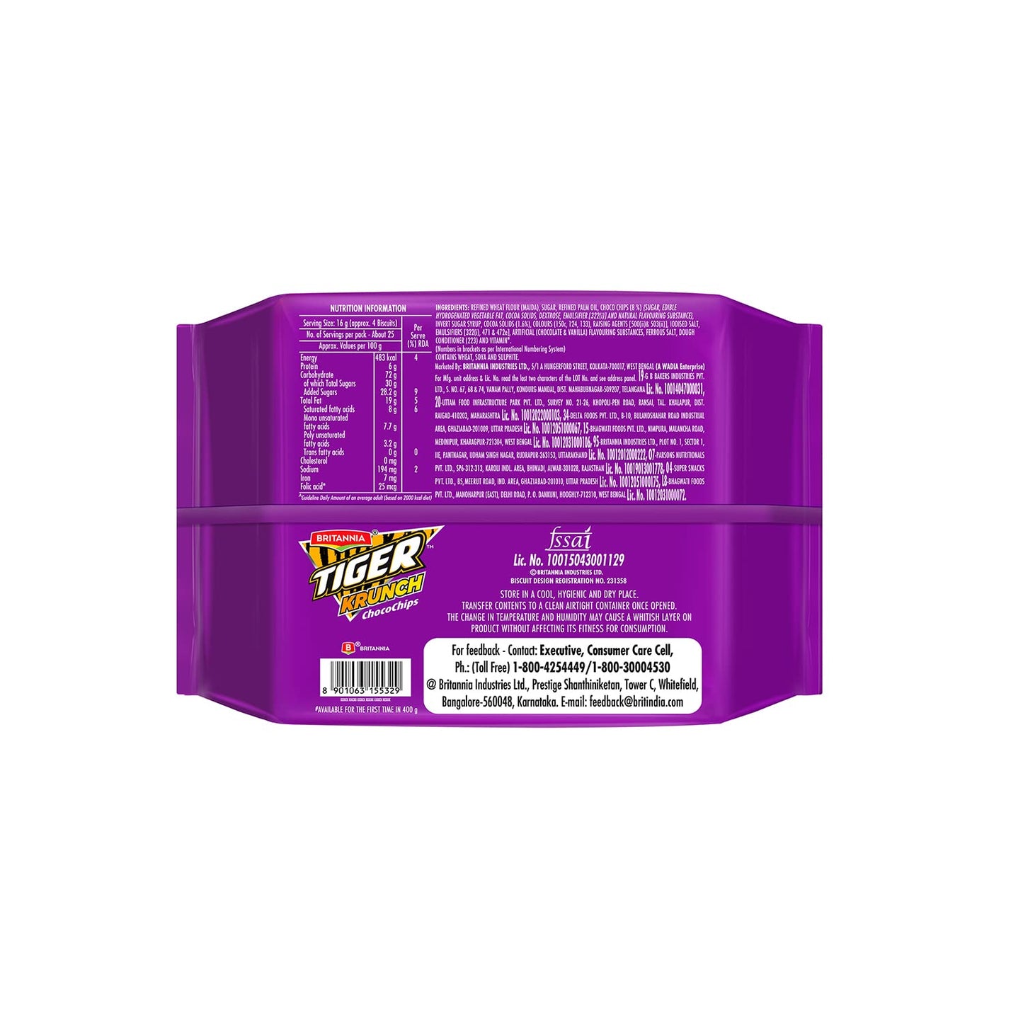 Britannia Tiger Krunch Choco Chips Biscuits 63 g