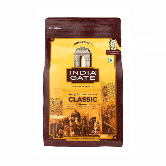 India Gate Basmati Rice Pouch, Classic, 1kg
