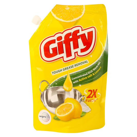 Giffy Dishwash Liquid Yellow 125 ml Pouch