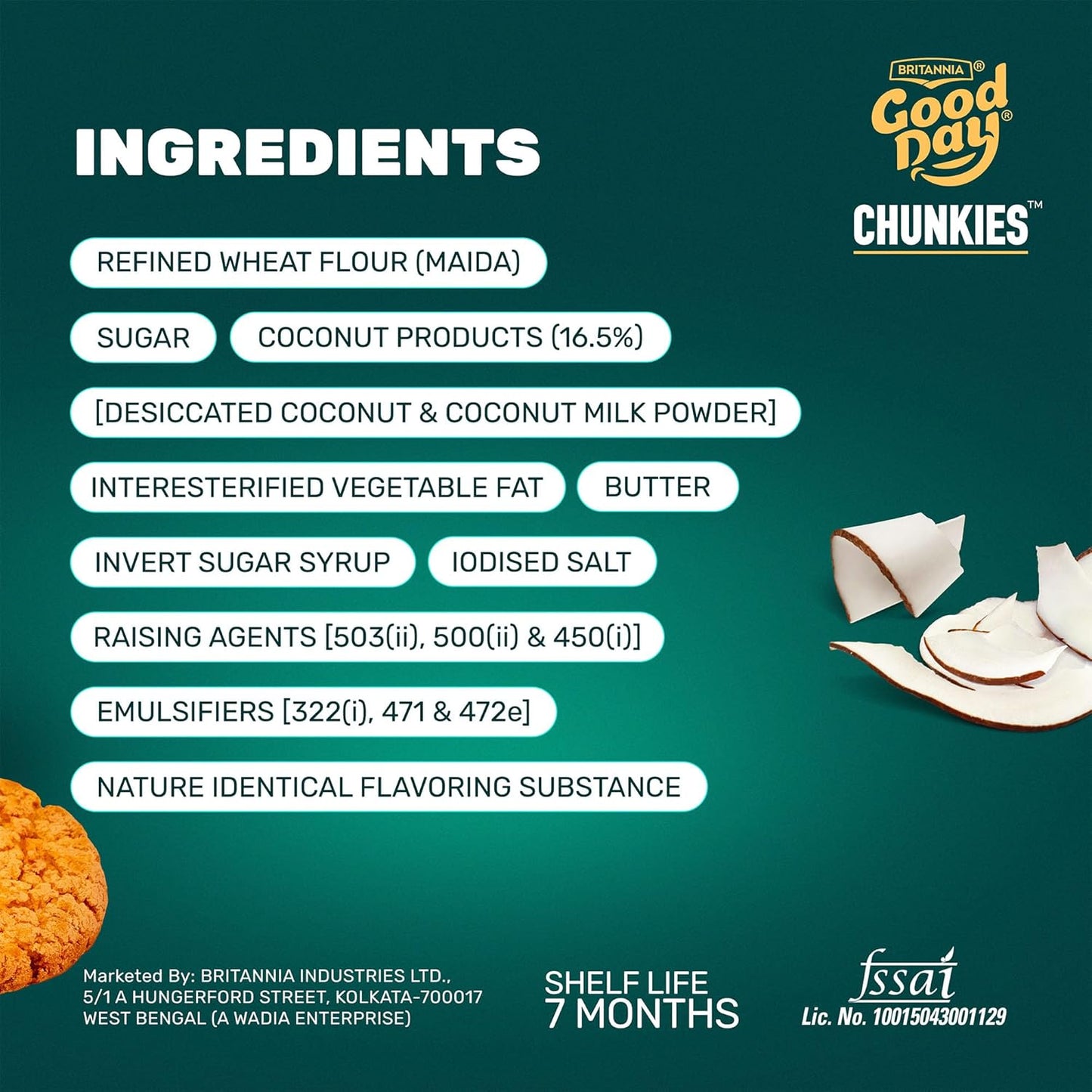 Britannia Good Day Chunkies Tropical Coconut Cookies, 100 g