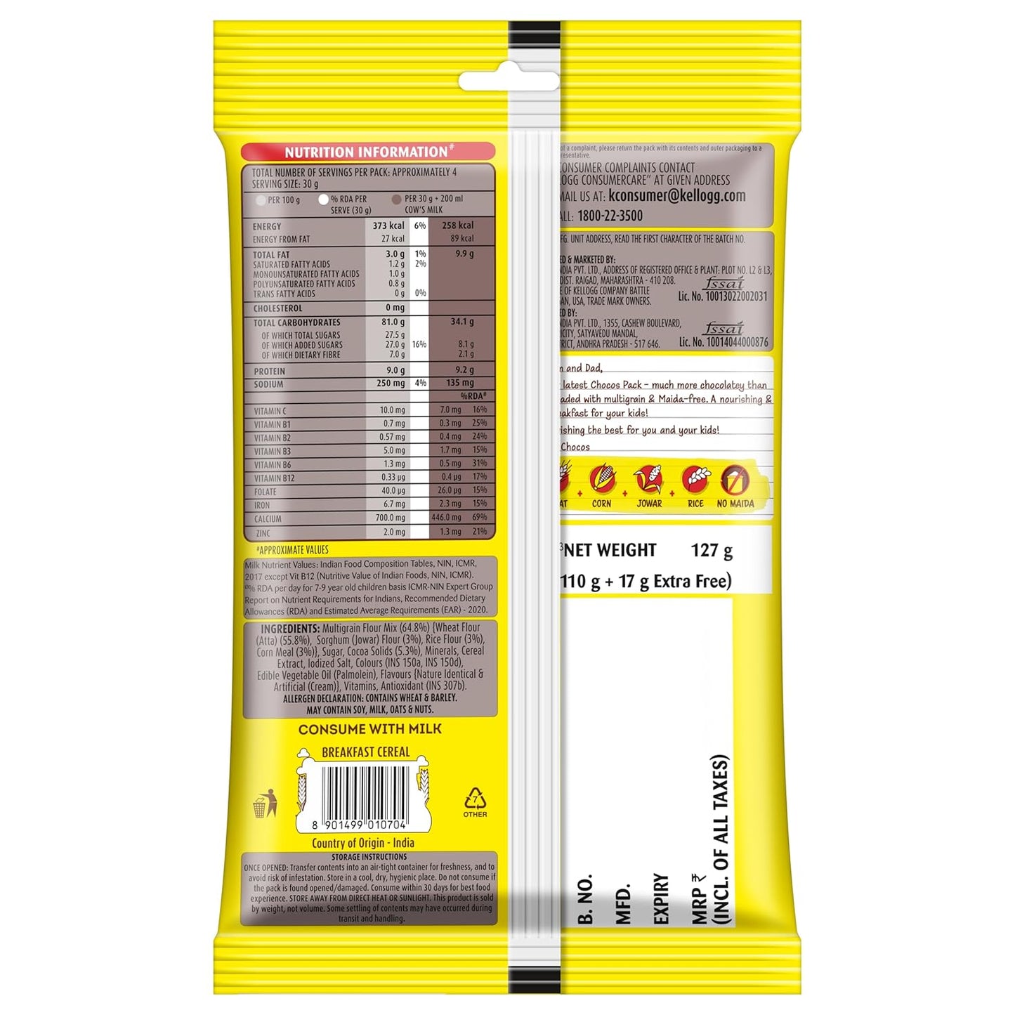 KELLOGGS CHOCOS 127G