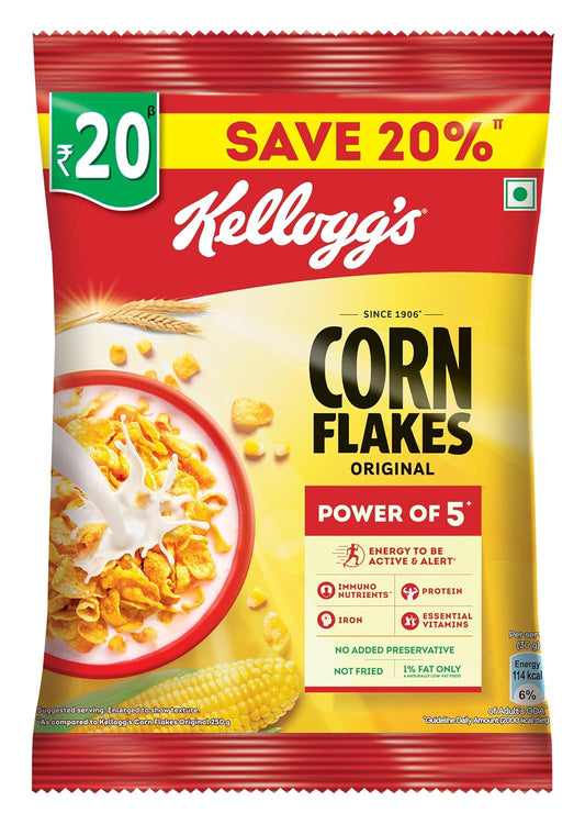 Kellogg's Corn Flakes Original, High in Iron, High in B Group Vitamins, Breakfast Cereals, 53g/70g (Weight May Vary)