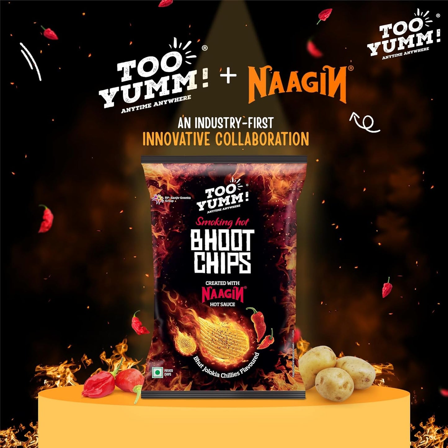 Too Yumm! Bhoot Chips | Created With Naagin Hot Sauce | Tasty & Spicy | Bhut Jolokia Chillies | Potato Chips