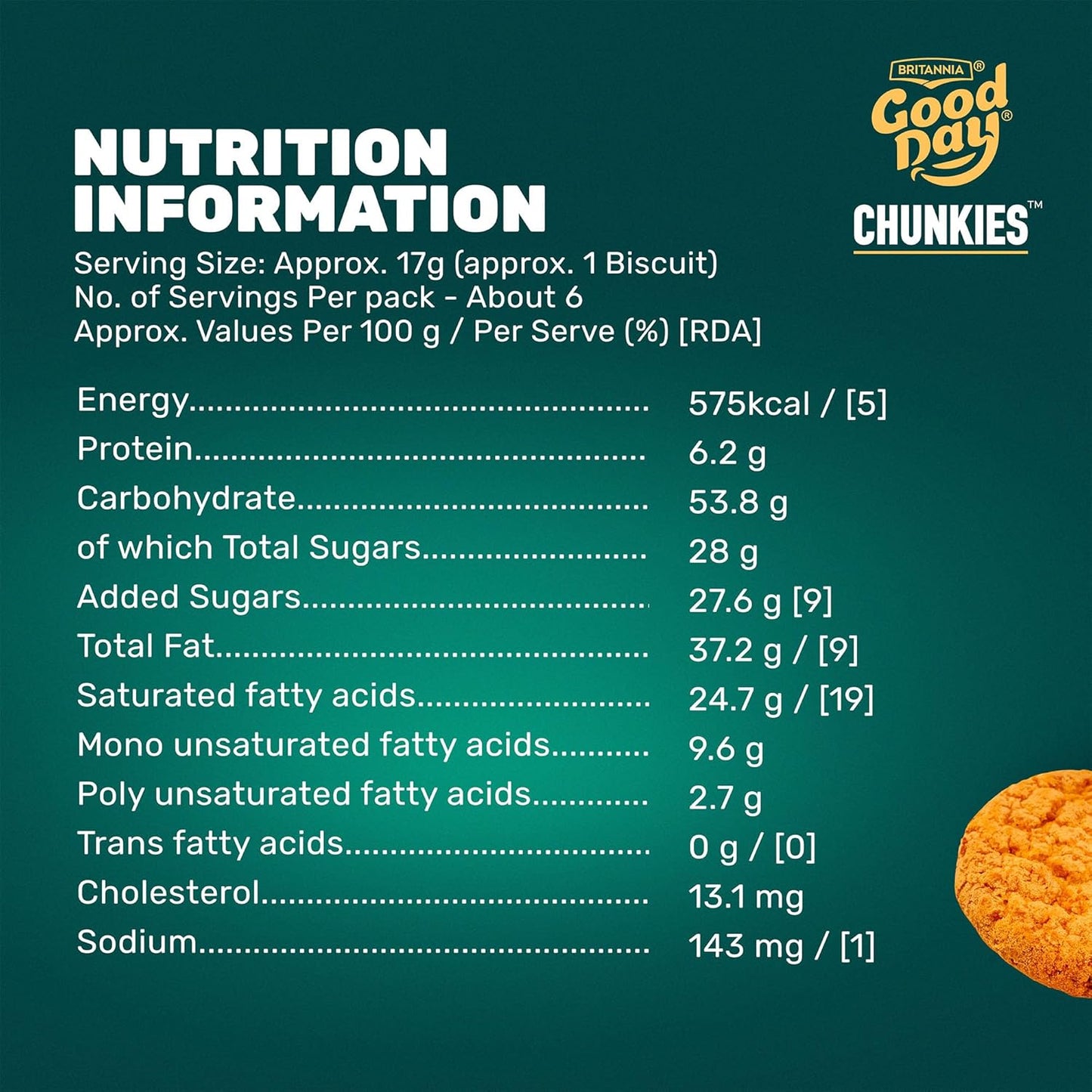 Britannia Good Day Chunkies Tropical Coconut Cookies, 100 g