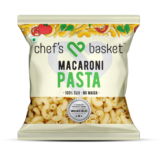 Chef's Basket Macaroni Pasta | 100% Suji | No Maida | 100% Vegetarian | Instant Macaroni | 90gm Pouch
