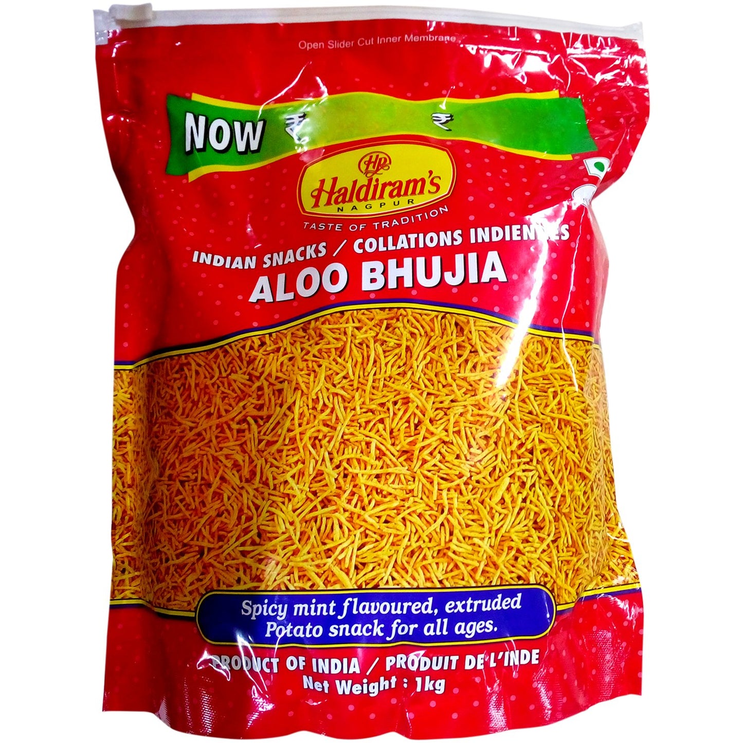 Haldiram's Delhi Snacks - Aloo Bhujia, Crunchy and Tasty Snacks, 1Kg Pouch