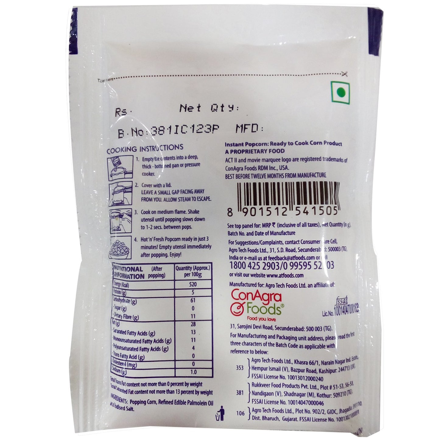 Act II Instant Popcorn - Classic Salted, 50g