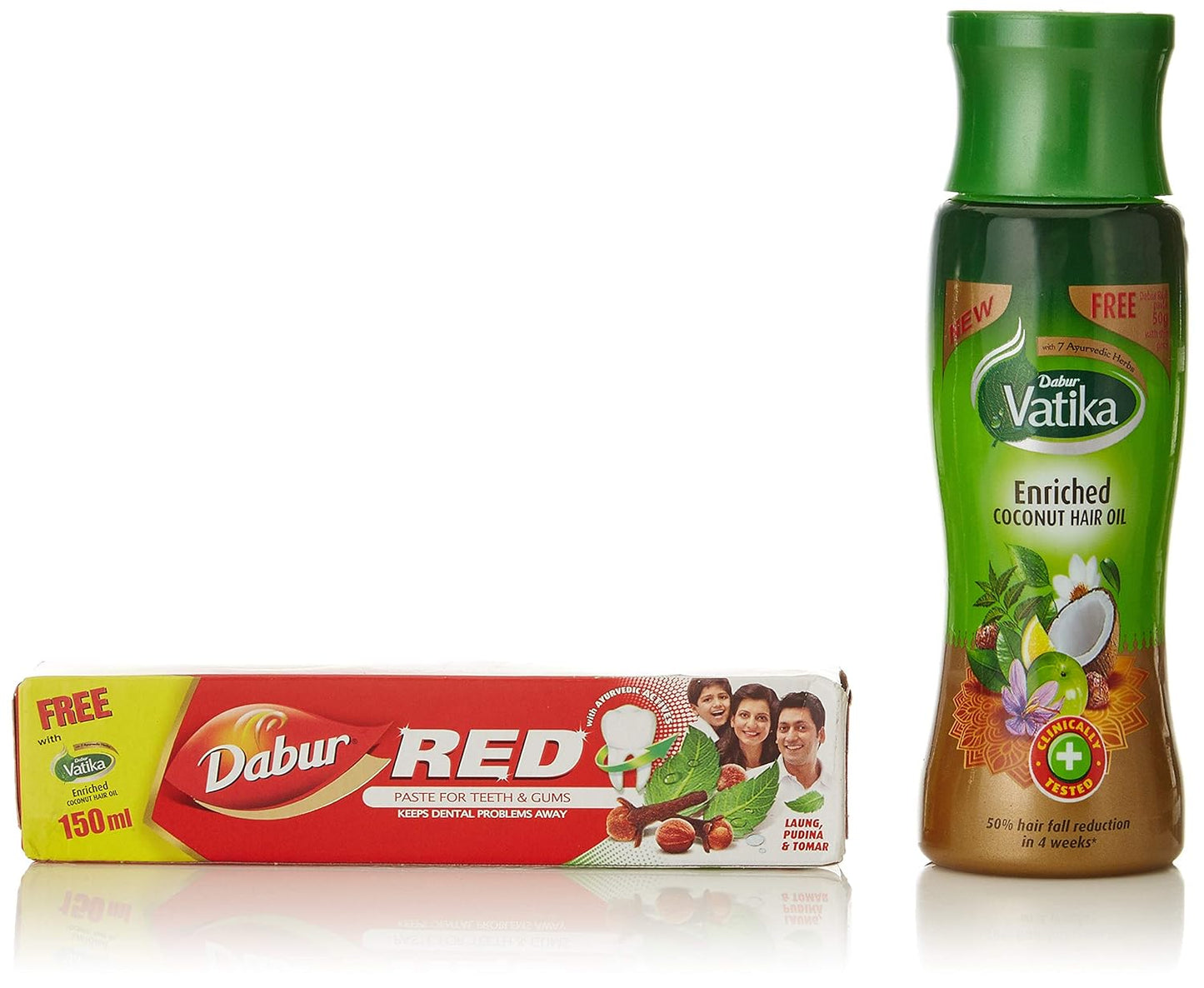 Vatika coconut oil 150ml free dabur red paste42g