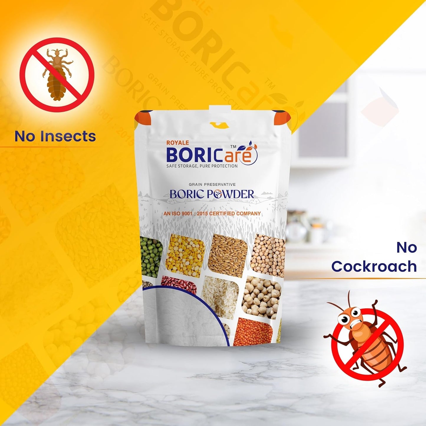 BORICare Boric Acid Powder, 100g - Multipurpose Boric Acid Powder, 99.5% Pure Boric Acid Powder, For Grain Preservation, Rice, Pulse Preservation, Carrom Board Powder & Cockroach Repellent, Pack of 1